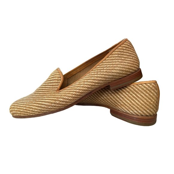 Stubbs and Wootton Women's Beige Raffia Straw Flats Size 5 1/2 Retail 575 - Picture 5 of 10